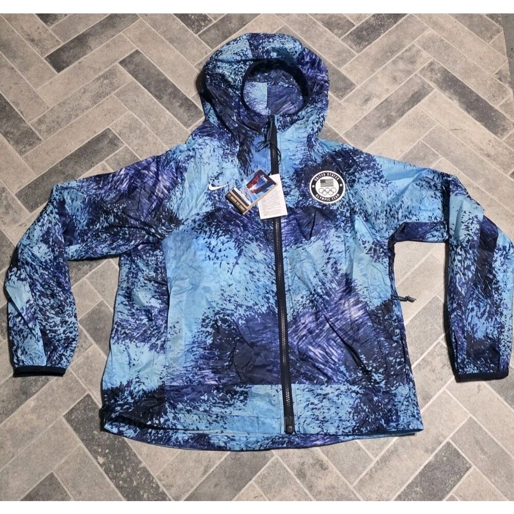 New Nike ACG Olympic Team USA Women's Size Medium Windbreaker Elite Jacket Blue